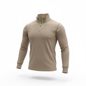 Margaritaville Large Brown Tan 1/4 Zip Long Sleeve Pullover Sweater Jimmy Buffet